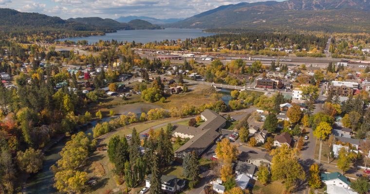 The panoramic view of energy efficient homes in Whitefish, Montana