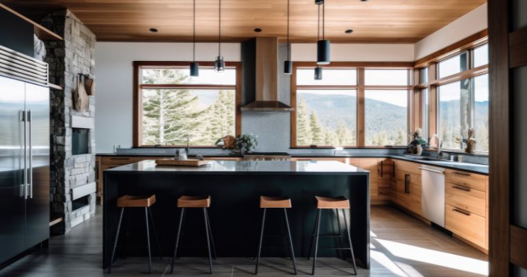 Inside the house in Whitefish, Montana built by the Eco Residency with eco-friendly and esthetic designs