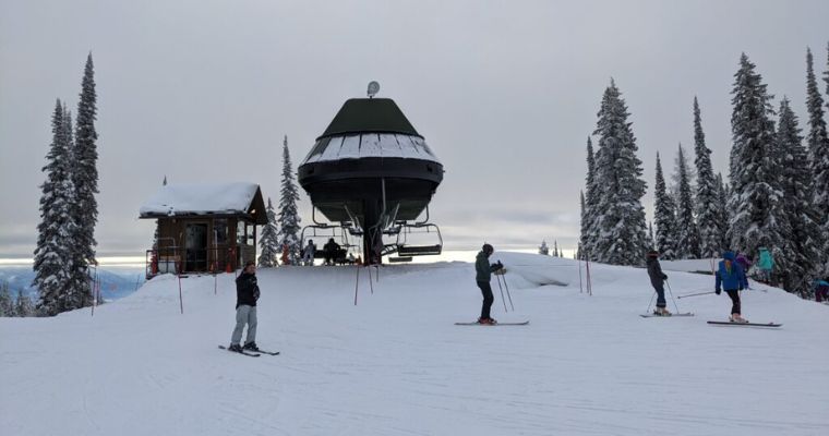 Tourists enjoy skiing in Whitefish, Montana