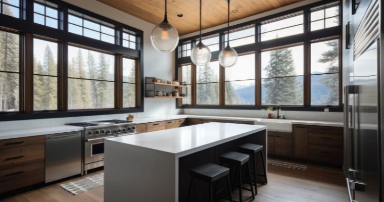 Inside the house in Whitefish, Montana with energy efficient and modern design