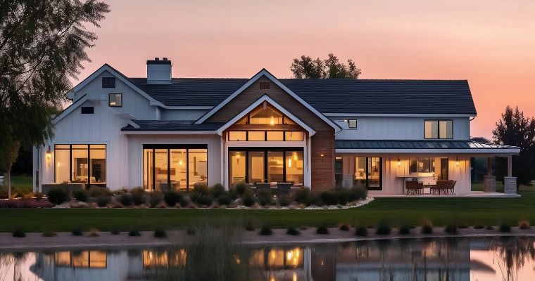 The elegant homes during night time built by Eco Residency in Whitefish, Montana