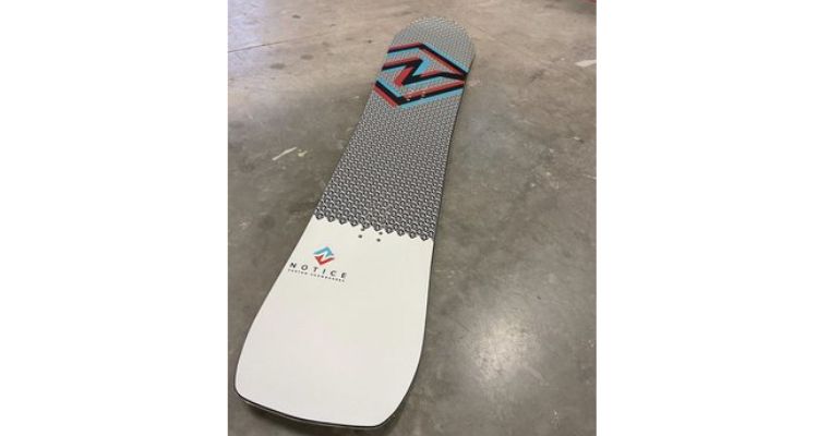 One of the custom snowboards by the Notice Custom Boards