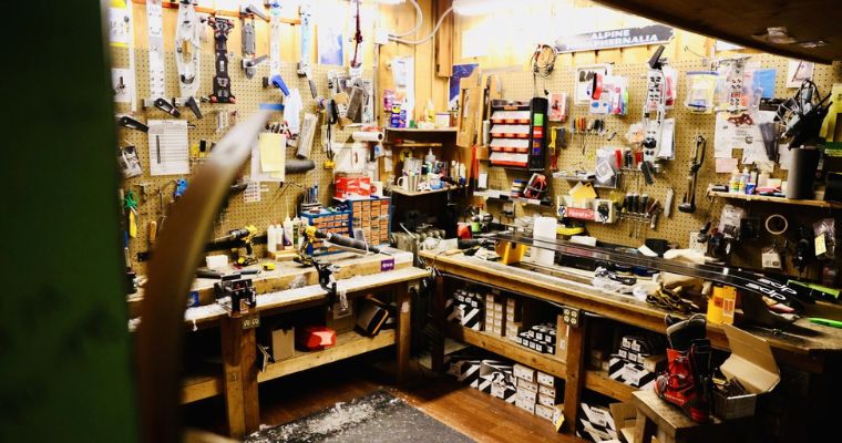 Inside the Rocky Mountain Outfitter shop with different hiking equipments