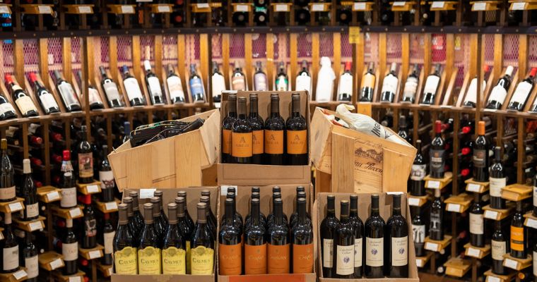 Inside the Whitefish Liquor Store with their excellent choices of wine