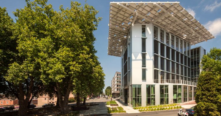 The Bullitt Center building featuring net zero energy and net zero water usage located in USA