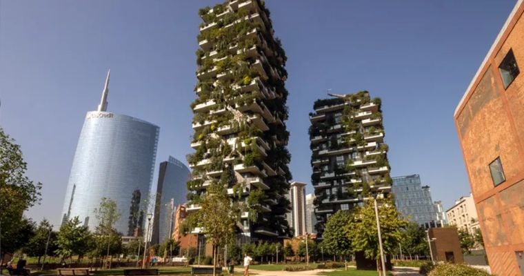 The Vertical Forest features different plants and trees with aesthetic and energy efficient design located in Milan, Italy