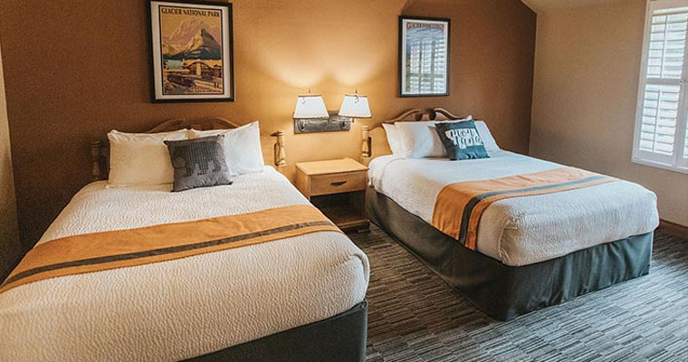 Inside the bedroom in Grouse Mountain Lodge  with two standard queen beds