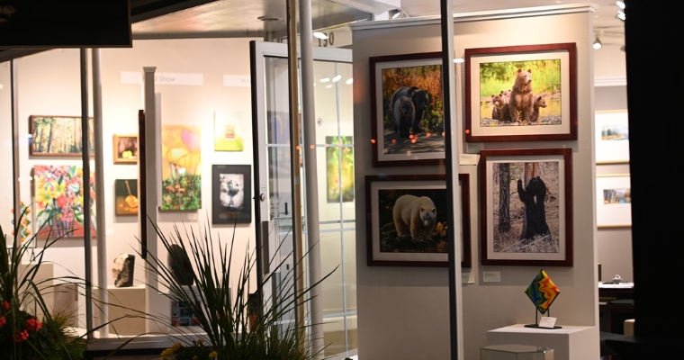A room adorned with animal images, highlighting the Whitefish Gallery Walk exhibition.