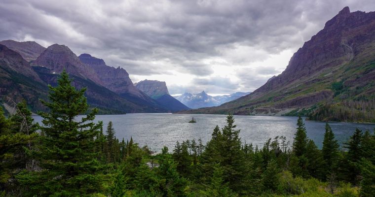 Serene view of the St. Mary Lake in Glacier National Park in Whitefish Montana