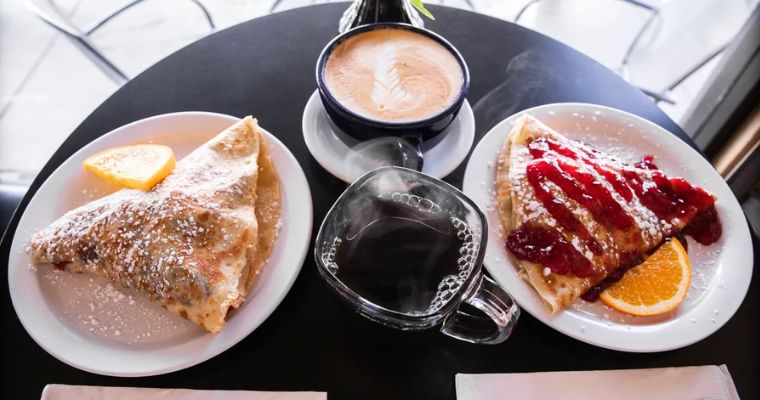 best selling Monte Cristo crepe with coffee serves in the Amazing Crepes