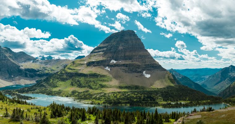 Majestic mountains of Glacier National Park in Montana, showcasing stunning natural beauty and outdoor exploration opportunities.