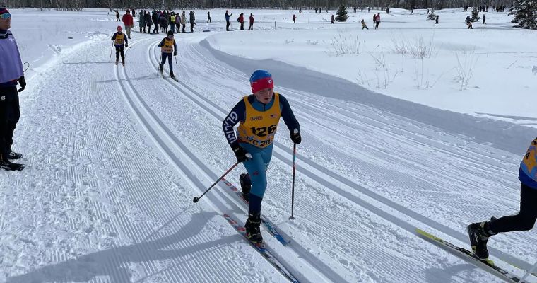 A scene of Nordic skiing at Glacier Nordic Center, highlighting the beauty of winter sports in a festive environment.